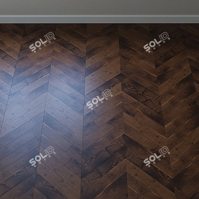 Elegant Walnut Chevron Parquet 3D model image 3