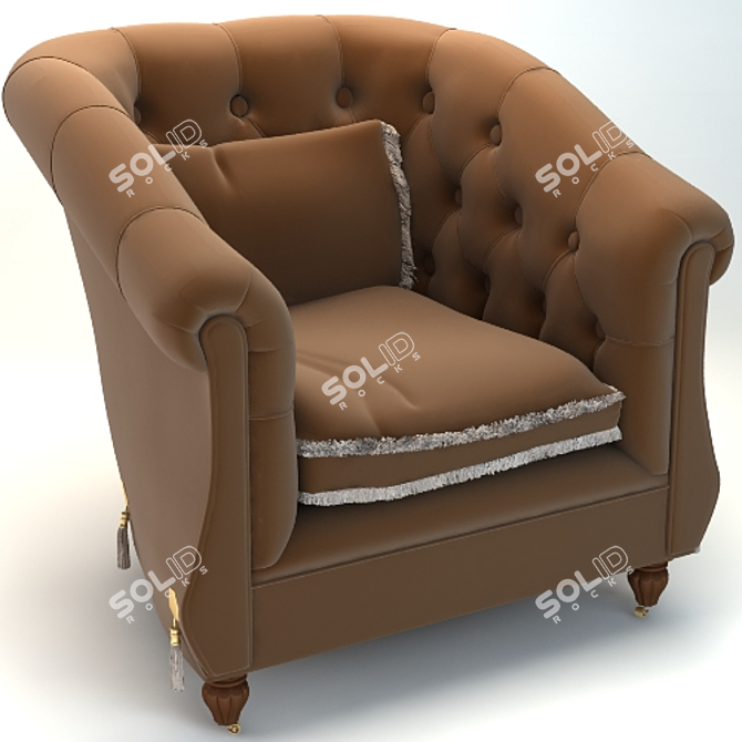 Elegant Fabric Armchair 3D model image 1