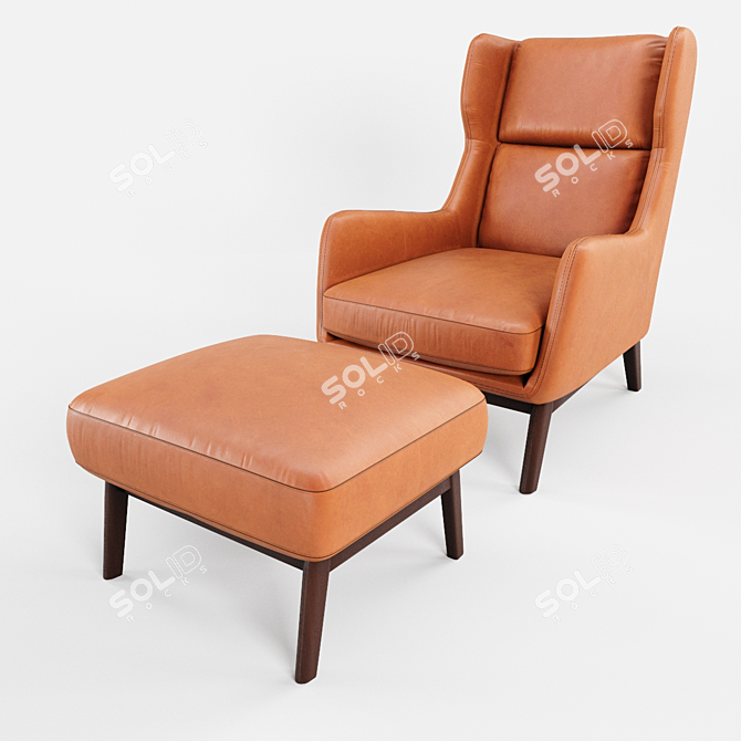 Sleek Ryder Leather Chair 3D model image 5