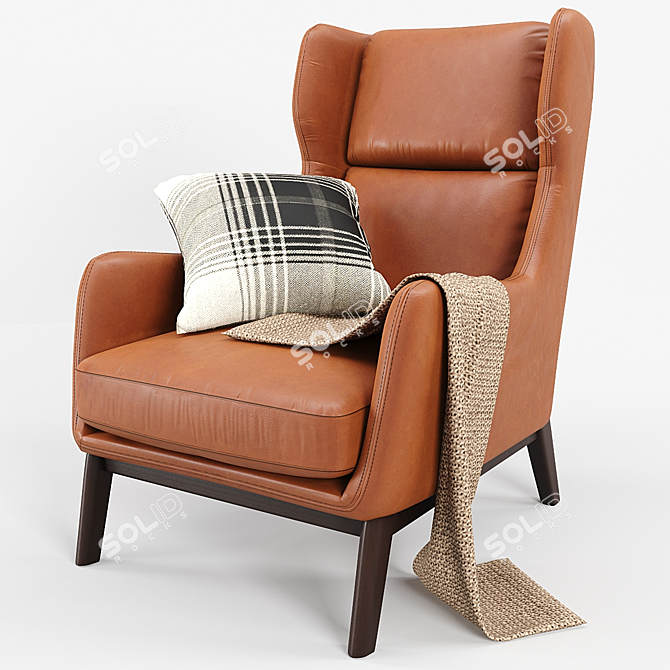 Sleek Ryder Leather Chair 3D model image 6