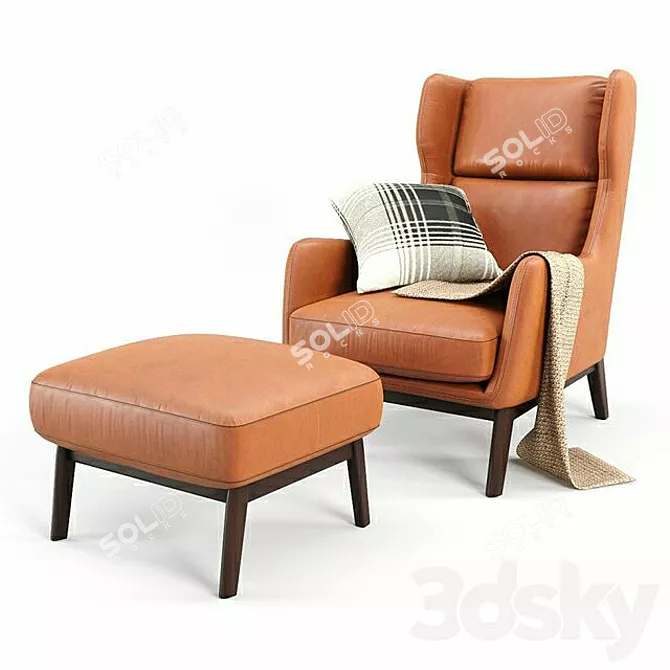 Sleek Ryder Leather Chair 3D model image 7