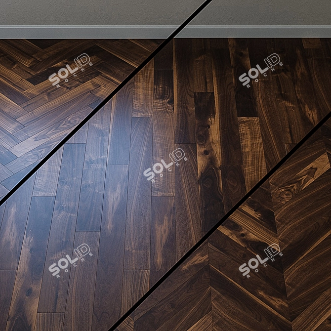 Elegant Walnut Parquet Board 3D model image 1