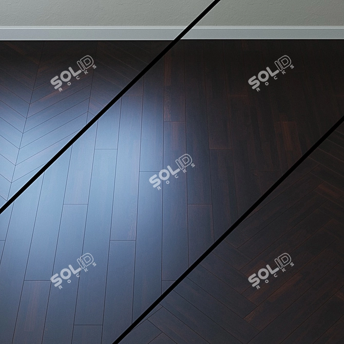 Upofloor Wenge Parquet Board: French Fir, Chevron Pattern 3D model image 1