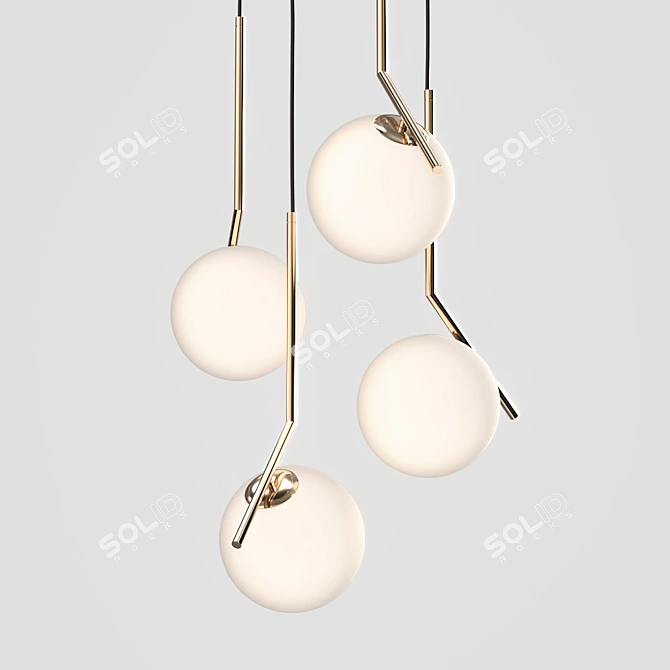 Gilded Stem Pendant Lamp 3D model image 2