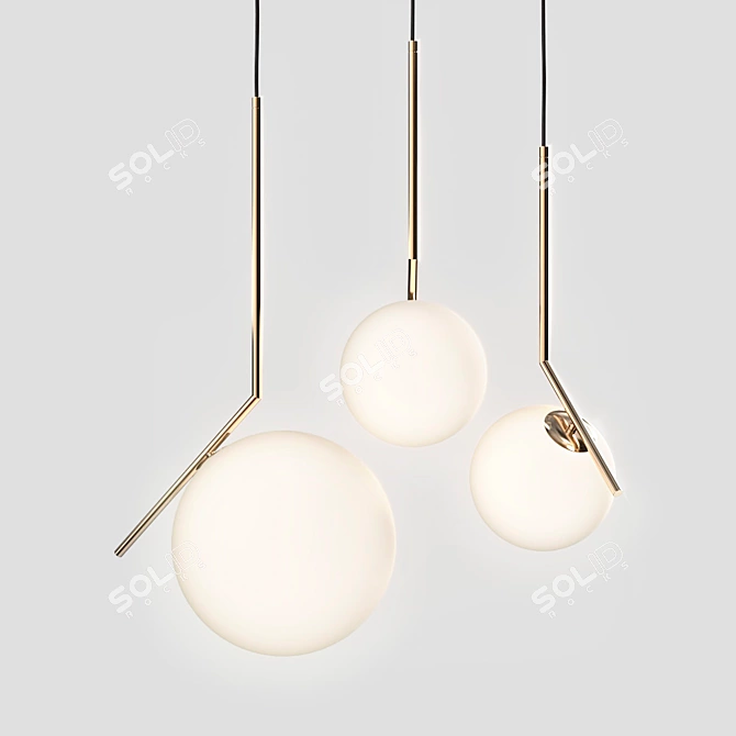 Gilded Stem Pendant Lamp 3D model image 3