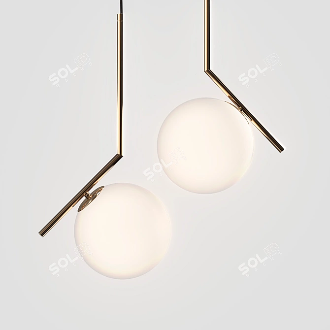 Gilded Stem Pendant Lamp 3D model image 4