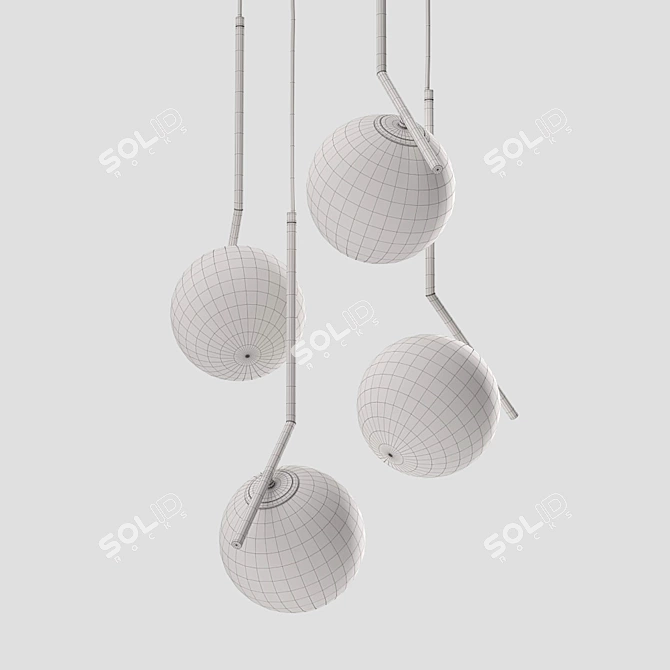 Gilded Stem Pendant Lamp 3D model image 5