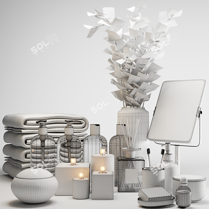 Luxury Bathroom Decor Set 3D model image 4