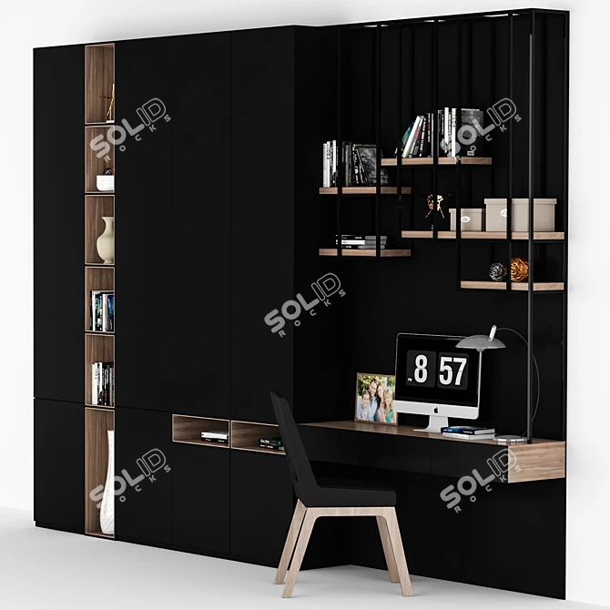 Sleek Workplace Shelf 3D model image 2