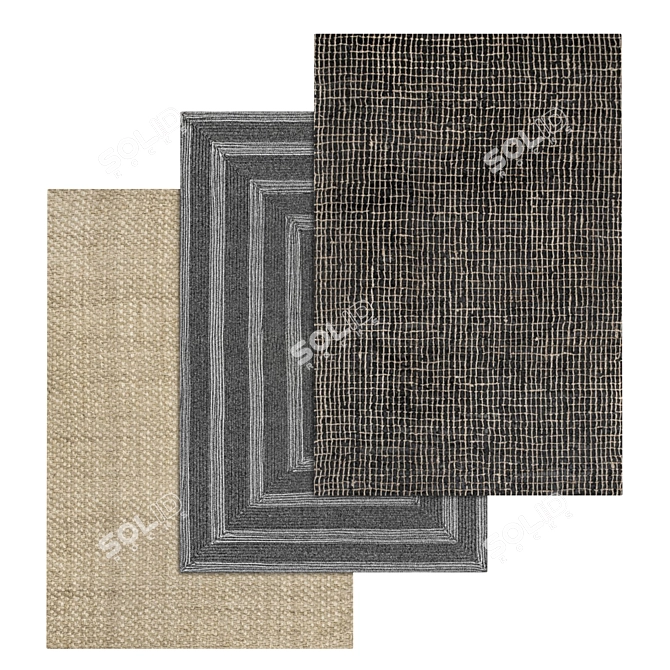 High-Quality 3-Piece Carpet Set 3D model image 1