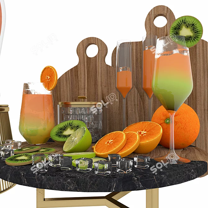 Title: Refreshing Set: Drink & Fruit 3D model image 4