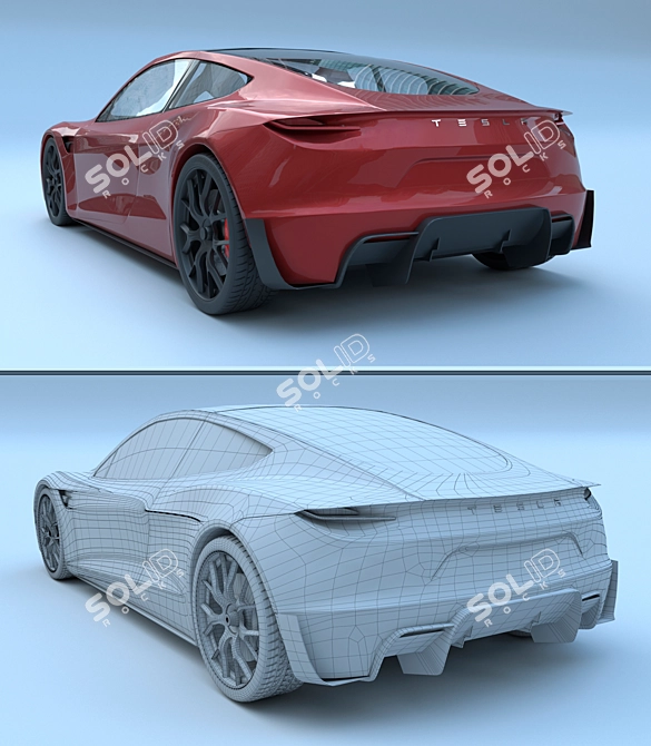 Experience the Futuristic TESLA Roadster 3D model image 3