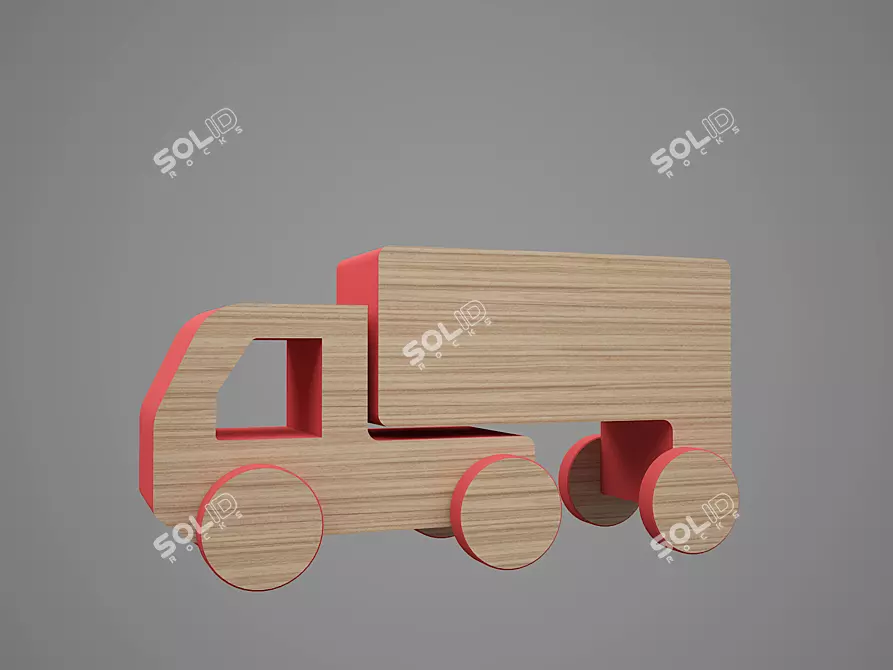 Title: Wooden Toy Car for Kids 3D model image 1