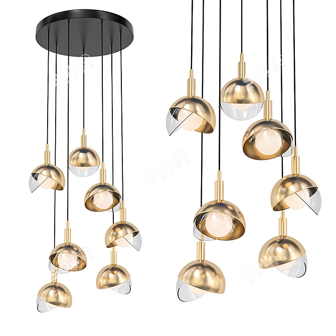 Elegant Suspended Light Fixture 3D model image 1