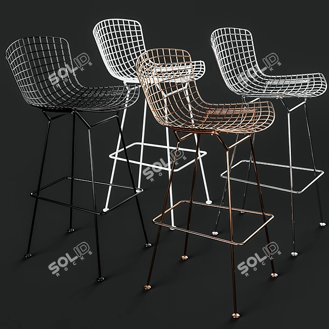 Modern Barstool and Tall Table Set 3D model image 3