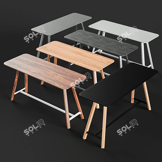 Modern Barstool and Tall Table Set 3D model image 5