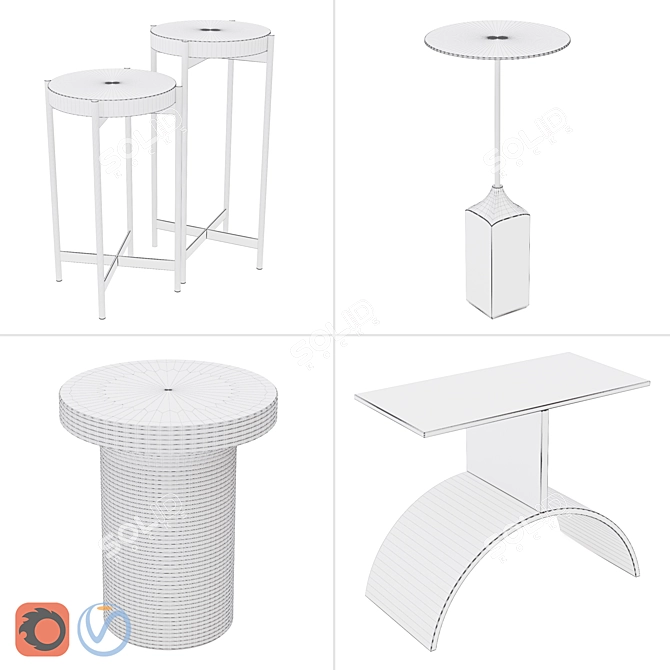 Modern Side Tables Set - Vol.02 3D model image 5