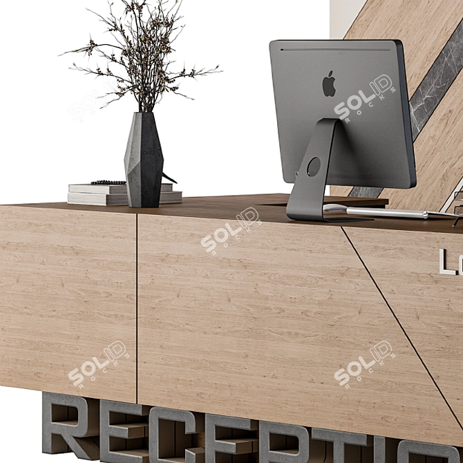 Sleek Reception Set: Desk & Wall Art 3D model image 3