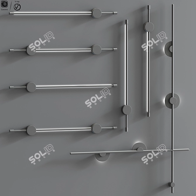 Modern Mezzaluna Wall Lamp Set 3D model image 2