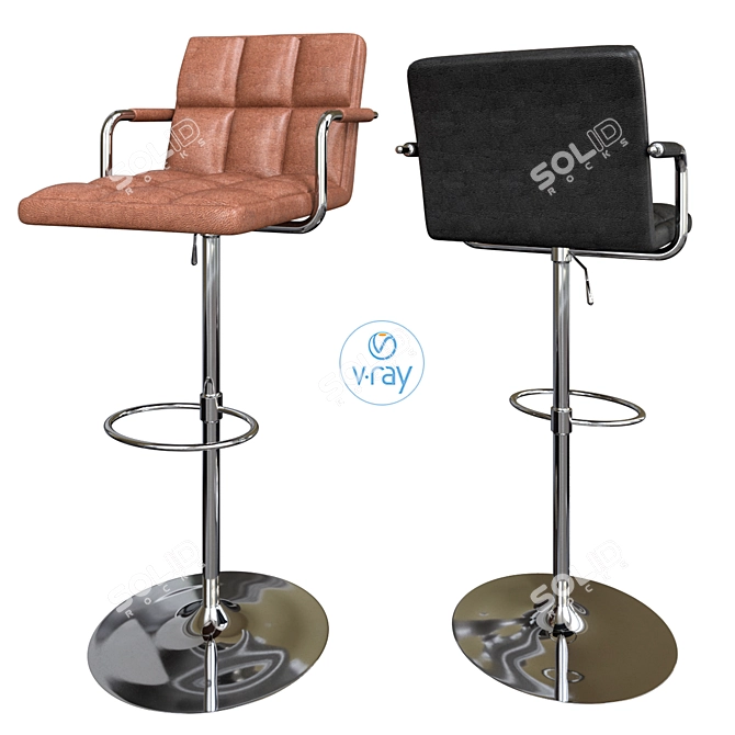 Valdis Adjustable Height Bar Stool 3D model image 2