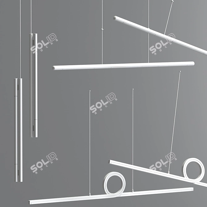 Contemporary LED Linear Pendant 3D model image 2