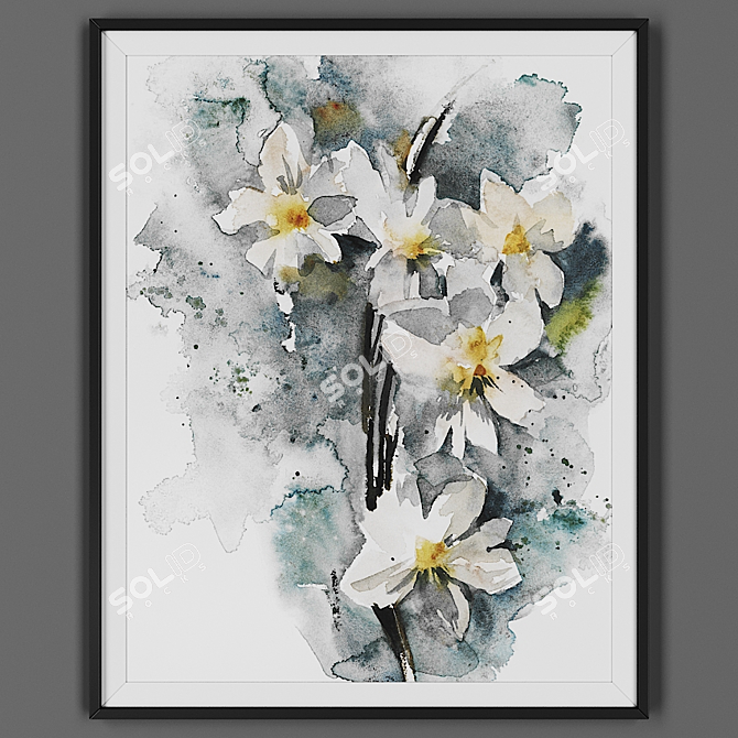 Elegant Black Framed Art 3D model image 1