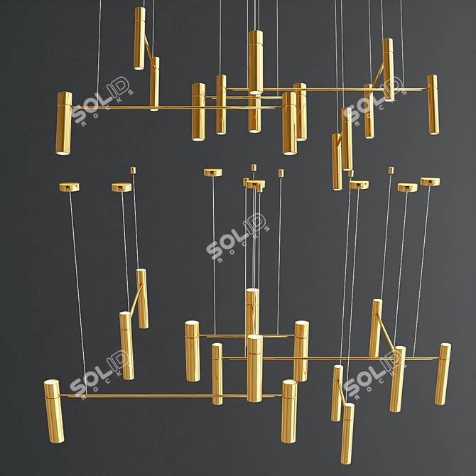 Elegant Tubular LED Ceiling Light 3D model image 1