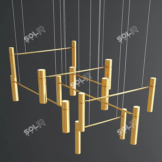 Elegant Tubular LED Ceiling Light 3D model image 3