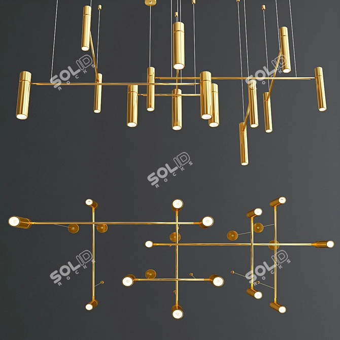 Elegant Tubular LED Ceiling Light 3D model image 4
