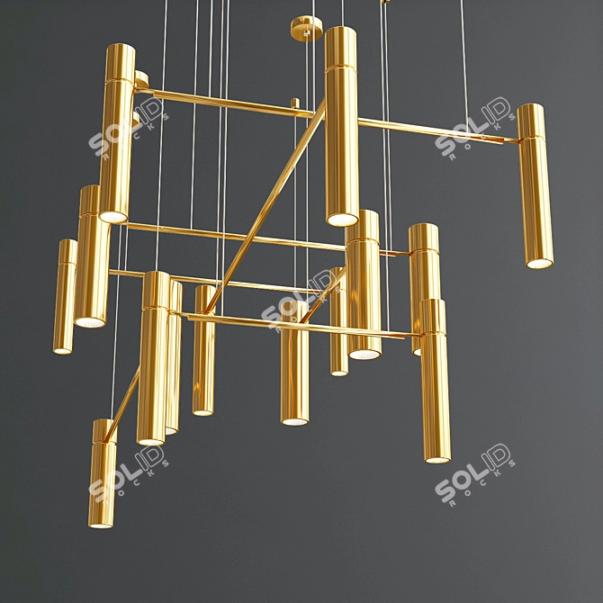 Elegant Tubular LED Ceiling Light 3D model image 5