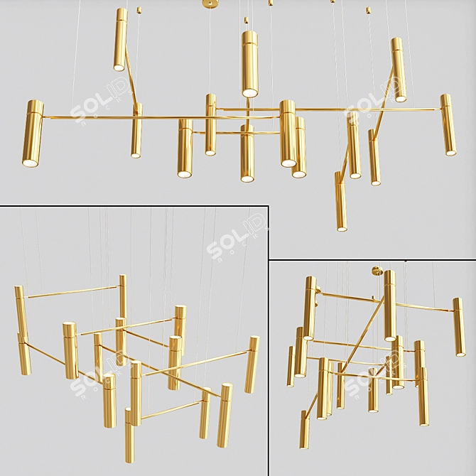 Elegant Tubular LED Ceiling Light 3D model image 6