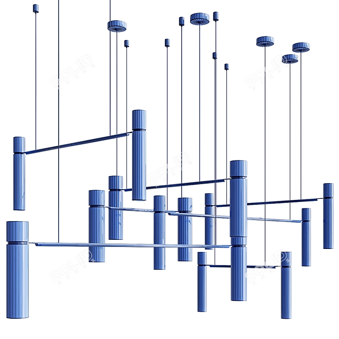 Elegant Tubular LED Ceiling Light 3D model image 7