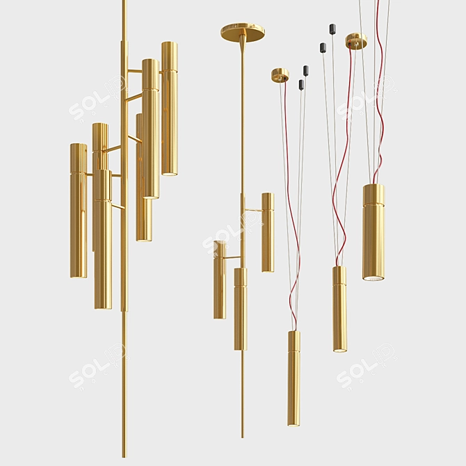 Sleek Tubular Light Fixtures 3D model image 5