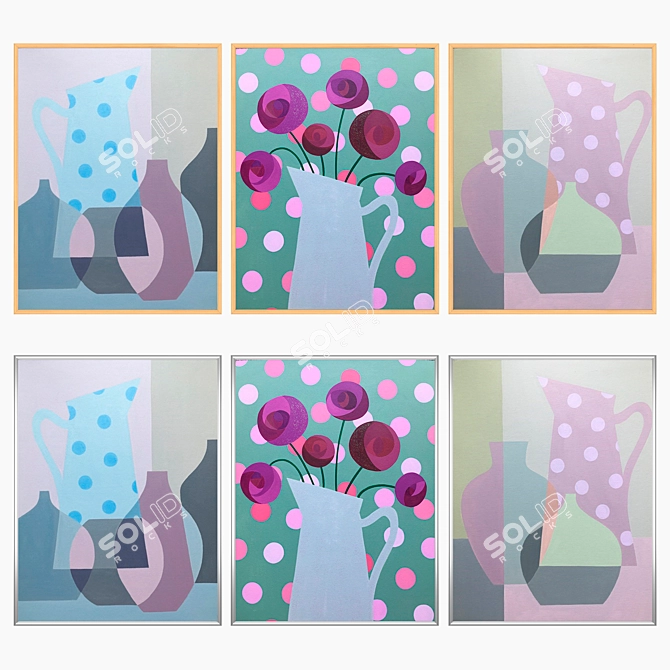 Abstract Trio Wall Art Set 3D model image 3