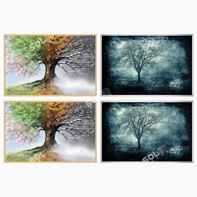 Elegant Wall Art Set with Frame Choices 3D model image 3