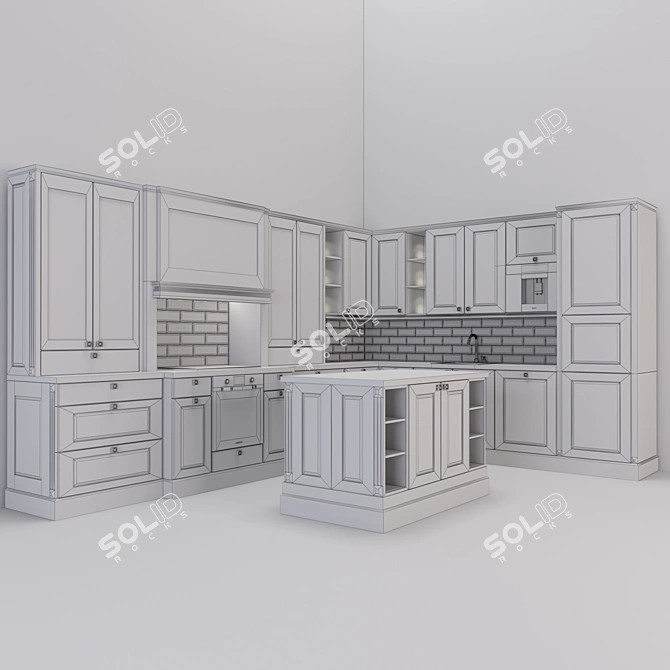 Stylish Kitchen Set: Practical and Modern 3D model image 4