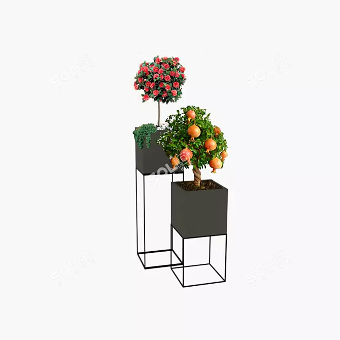 Modern Poly Flower Pot 3D model image 1
