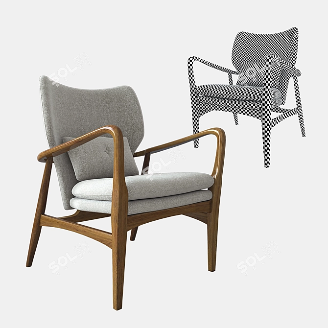 Aarhus Mid Century Armchair 3D model image 4