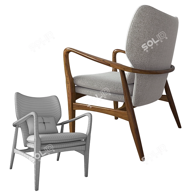 Aarhus Mid Century Armchair 3D model image 5