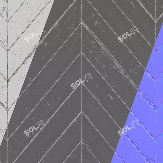 White Chevron Parquet: PBR Textures 3D model image 3