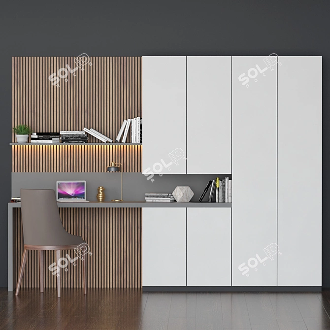 Modern Office Workstation 3D model image 1