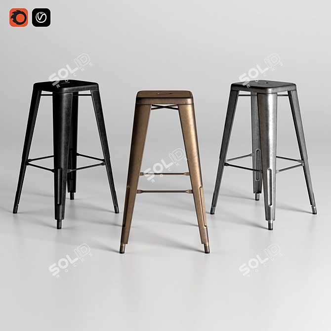 Tolixch Bar Stool: Sleek and Versatile 3D model image 1