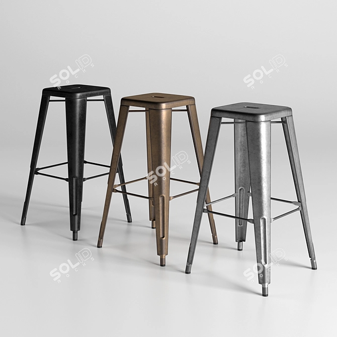 Tolixch Bar Stool: Sleek and Versatile 3D model image 2