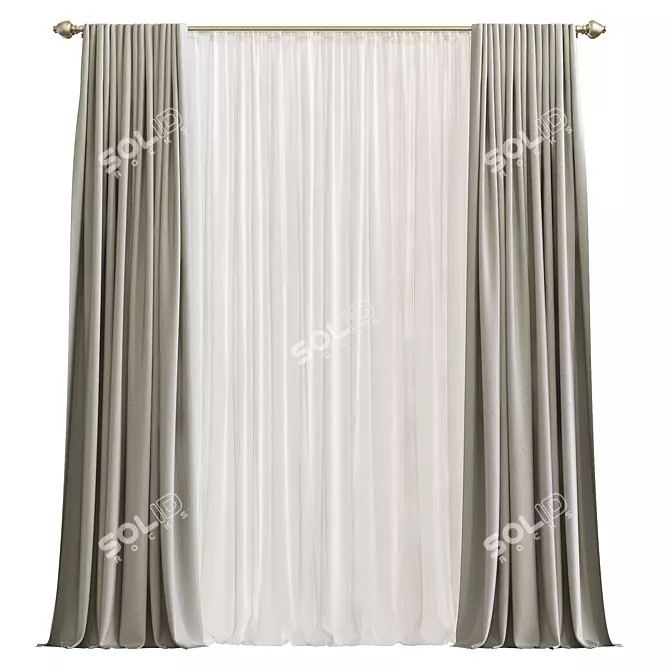 Title: Modern Mesh Curtain 3D model image 1