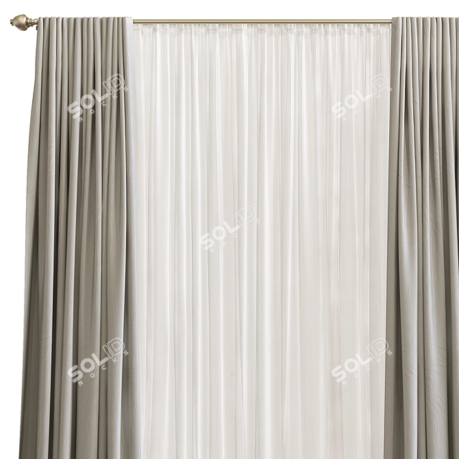 Title: Modern Mesh Curtain 3D model image 2