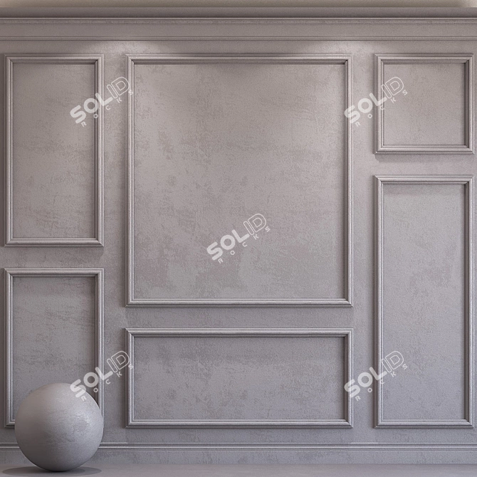 Opal Gray Decorative Plaster with Molding 3D model image 1