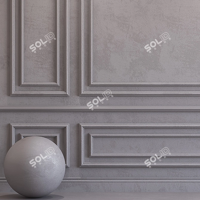 Opal Gray Decorative Plaster with Molding 3D model image 2