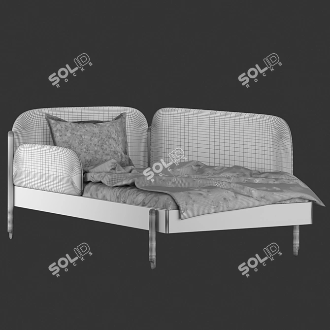 Modern Single Bed Frame 3D model image 5