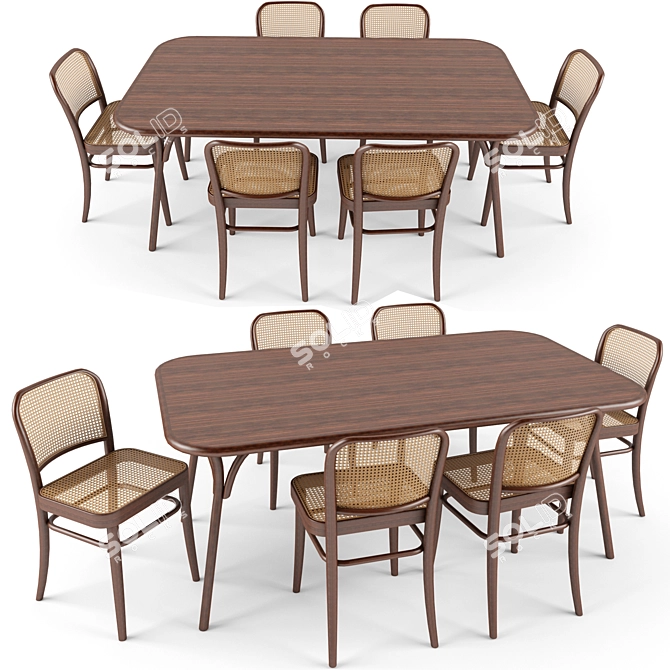 Classic Dining Set: Chair N811 & Table Wiener GTV 3D model image 1