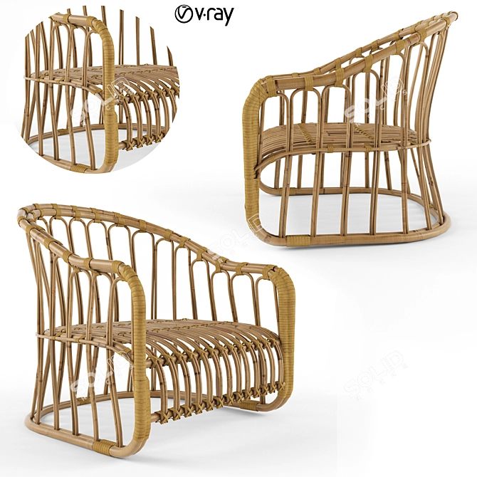 Boholounge Rattan Lounge Chair 3D model image 1